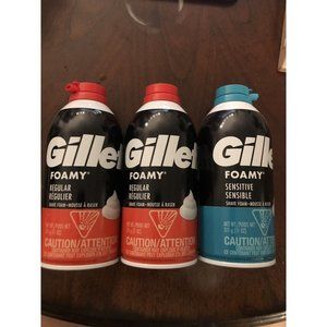 Mix lot of Gillette Foamy Shave Foam Original 11 oz/ sensitve skin- THREE PACK
